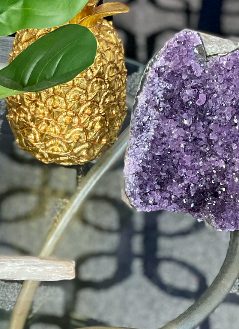 Amethyst crystal at Kristen's table